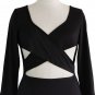 Long Sleeve Elastic Cotton Warm Party Dresses Sexy Midi Pencil Club Bodycon Bandage Dress W860305B