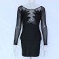 Sexy Mesh Patchwork Dress Backless Black Dress Pencil Bodycon Dress Female Dresses W847055