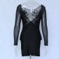 Sexy Mesh Patchwork Dress Backless Black Dress Pencil Bodycon Dress Female Dresses W847055