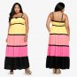 Women Striped Bohemian Plus Size Maxi Dress Contrary Colors Sexy Long Casual Sundress W846035A