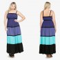 Women Striped Bohemian Plus Size Maxi Dress Contrary Colors Sexy Long Casual Sundress W846035B