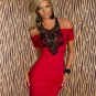 New Off The Shoulder Lace Trim Mini Dress Slim Hip Wrapped Women Party Club Dresses W84314B