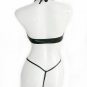 Sexy Fetish Teddies Lingerie Black Faux Leather Bondage Lingerie Bodysuit W84404