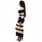 Patchwork Stripe Maxi Long Black And White Dresses Sheath Bodycon Casual Autumn Clothes W84421