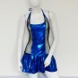 Women Nightclub Pole Dancing Clothes Vinyl Leather Mesh Halter Sexy Mini Erotic Dress W207973G