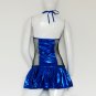 Women Nightclub Pole Dancing Clothes Vinyl Leather Mesh Halter Sexy Mini Erotic Dress W207973G