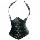 Woman Black Punk Gothic Leather Corset Underbust Buckles Lace-Up Waist Shape Corset W161429B