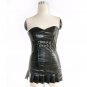 Sexy Vinyl Corset Underwear Black Club Faux Leather Silver Lace-Up Corset Bustiers W841010A