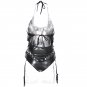 Black Sexy Vinyl Teddy Halter Lingerie Novelty Exotic Chemises Women Wet Look Underwear W7926