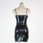 Black Shiny Latex Mini Dress Sexy Zipper Front Wet Look Vinyl Nightclub Bar Party Babydoll W7927