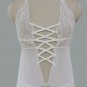 White Long Deep V-Neck Lace Bride Lingerie Nightgown Split Halter Backless Nightdress W133696