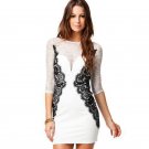 White Lace Dress Vintage Autumn Party Dresses Round Neck Embroidery Bodycon Dress For Women W573922