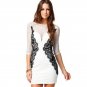 White Lace Dress Vintage Autumn Party Dresses Round Neck Embroidery Bodycon Dress For Women W573922