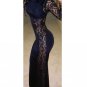 Womens Sexy Lace Patchwork Maxi Solid White Black Dress Long Sleeve Round Neck Vestidos W373985A