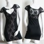 Black Patchwork Short Sleeve Lace Lovely Mini Casual Dress Leisure Sheath Cutout Robe W2084306A
