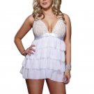 Women Sleepwear Sexy Lingerie Female Crotch Mesh Mini Chemise Plus Size Night Wear Babydoll W846020