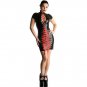 Black Leather Dress Satin Lace-up Front Women Mini Dress Sexy Clubwear Stripper Wear W1189