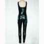 Vinyl Jumpsuit Bodysuit Lace Legs Side Zipper To Crotch Women Faux Leather PU Club Catsuit W7984