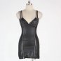 Women Black Sexy Sheath Dresses Leather Square Collar Mini Summer Solid Dress W146308