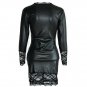 Black Lace Club Dress Wet Look Hollow Out Sexy Leather Dress Fashion Women Mini Dress W14004