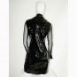 Vinyl Jacket With Buckle Front And Mesh Sleeves Lingerie Leather Tops with Buckle W841023