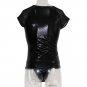 Sexy Men Vinyl Lingerie Set Black Faux Leather Tank Top Low Waist G-String Underwear W860828