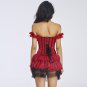 Women Burlesque Lace Satin Sexy Corset Dress Strapless Overbust Push Up Bustiers Tutu Skirt W46232B