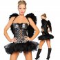 Halloween Angel Costume Black Feather Dark Angel Wings Gothic Fallen Raven Delicious Dress W2609