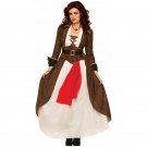 Lady Matey Pirate Renaissance Steampunk Swashbuckler Outfit Female Brown Cosplay Costume W542891