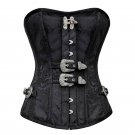 Sexy Gothic Black Vintage Steel Bone Steampunk Leather Waist Cincher With Thong Corset W31212B
