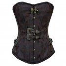 Sexy Gothic Brown Vintage Steel Bone Steampunk Leather Waist Cincher With Thong Corset W31212C