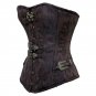 Sexy Gothic Brown Vintage Steel Bone Steampunk Leather Waist Cincher With Thong Corset W31212C