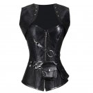 Sexy Vintage Black Full Steel Waist Taining Shoulder Straps Underbust Corset W31299A