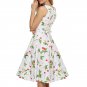 2017 Fashion Fresh Dress White Cherry Printed Floral Sleeveless Midi Dress WX00056F
