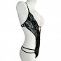 Women Sexy Lace Features Plunging Eyelash and Snaps Crotch Teddy Lingerie W5337