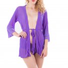 Purple Long Sleeve Mature Women Sexy Transparent Nighty Allure Sleepwear W385495C