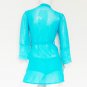 Blue Long Sleeve Mature Women Sexy Transparent Nighty Allure Sleepwear W385495D
