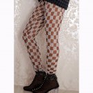 Grid Porcelain Geometry Pencil Leggings Plaid Casual Long Leggings WL049B