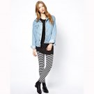 2018 Black White Stripped  Leggings Women Spring Casual Street Fashion Pants WL7008
