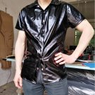 Sexy Black Fashion Men Vinyl Short Sleeve Button Down Tank TopsW930931 Sexy Black Fashion Men Vinyl Short Sleeve Button Down Tank TopsW930931