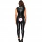 Women Erotic Lace up Exposed buttocks Bodycon Jumpsuits Black Punk Leather Clubwear Costume W931062