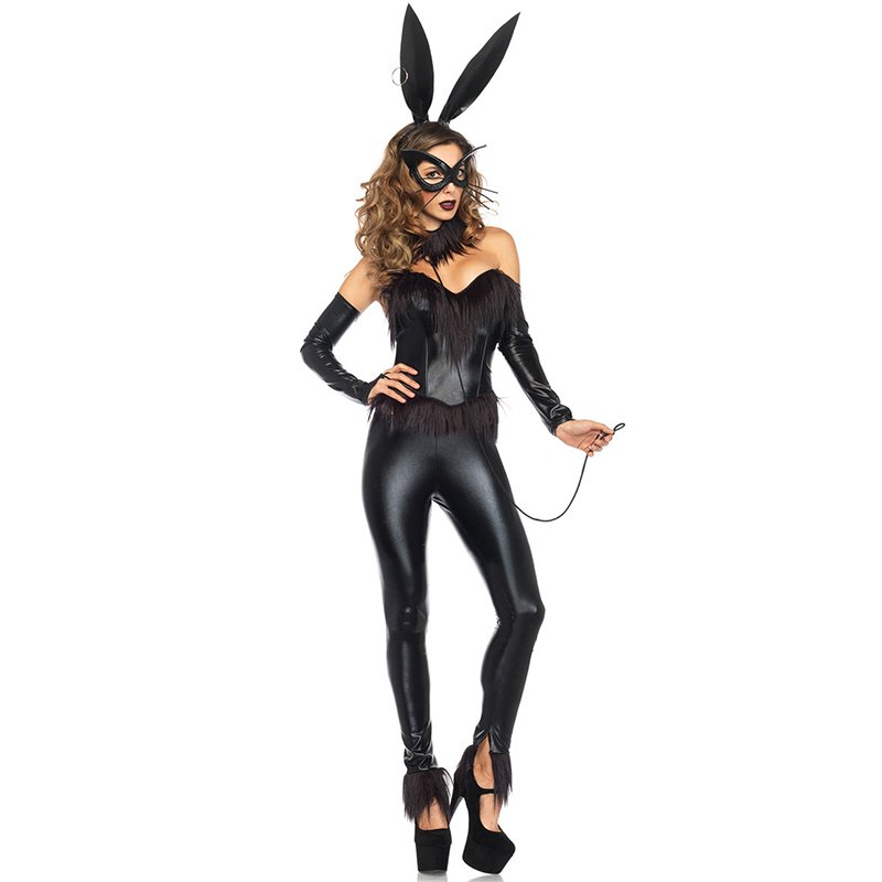 Top Totty Bunny Costume Fancy Dress Women Faux Leather Halloween party Cosp...