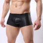 Men Sexy Underwear Boxers Black Faux Leather Gay Shorts Night Clubwear 3XL W482504A