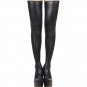 Black Faux Leather Legging Women Sexy Zipper Up Knee Length Stocking W482055