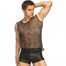 Gay Sexy Fishnet See Through Tank Top Sleeveless Nigh Clubwear Men Lingerie Tops W930952