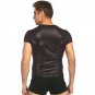 Night Party Club Wear Men’s Black Sexy Patent Leather Plaid T shirt W930959A