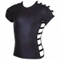 Men Sexy Patent Tight T-shirt Shoulder Side Hollow Out Nightclub Stage SD Costume W930960