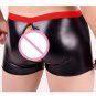 Men Underwear Boxer Shorts Sexy Red Wetlook Faux Leather Crotchless Gay Fetish Boxer W930964B