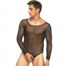 Gay Fetish Body Suit Men Erotic Long Sleeve Mesh Transparent See Through Lingerie Bodysuit W930963