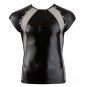 Black Leather Mesh Patchwork Men Sexy See Through Blouses Gay Club Wear Tops W926733